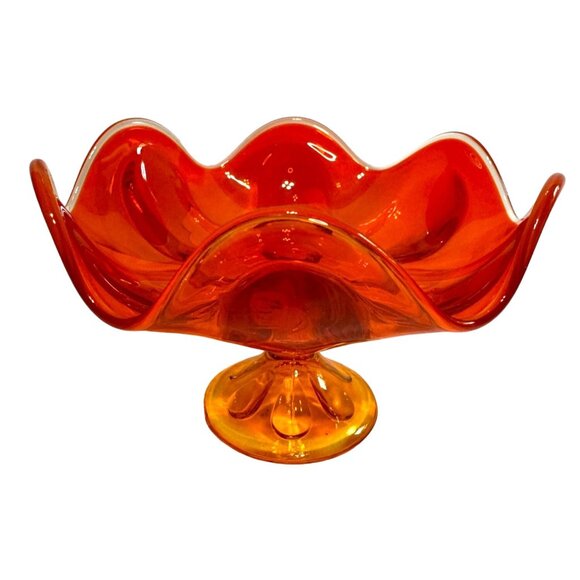 VTG VIKING AMBERINA CADMIUM CANDY DISH *IT GLOWS* 4.5" H X 7" W W/STICKER - Picture 7 of 9